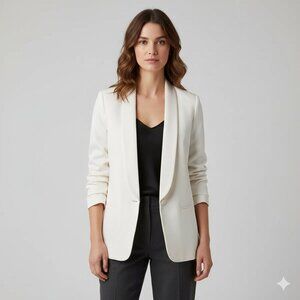 Aritzia Babaton Blazer Structured Jacket Single Button Shoulder pads Ivory 0